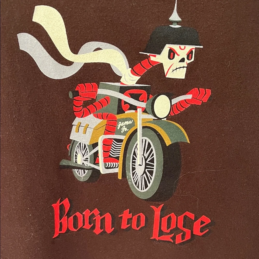 Vintage 2004 Gama-Go “Born to Lose” Skeleton Graphic Tee Y2K Made in USA - Large - Picture 3 of 11